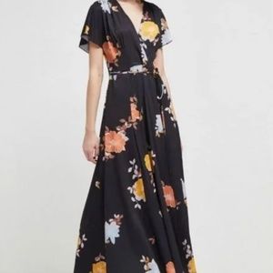 French Connection Shikoku Flutter Sleeve V-Neck Belted Floral Maxi Dress